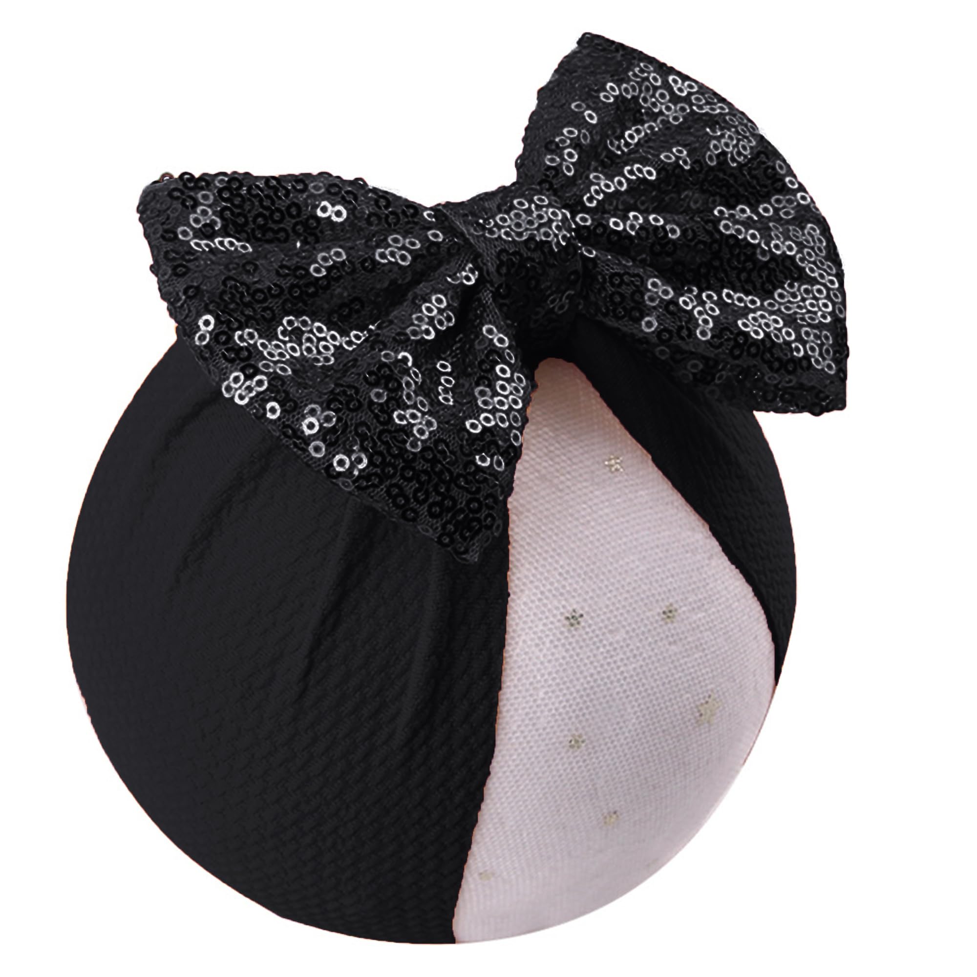 LDDCX glitter bows headband side view, secure elastic for comfy all-day wear.