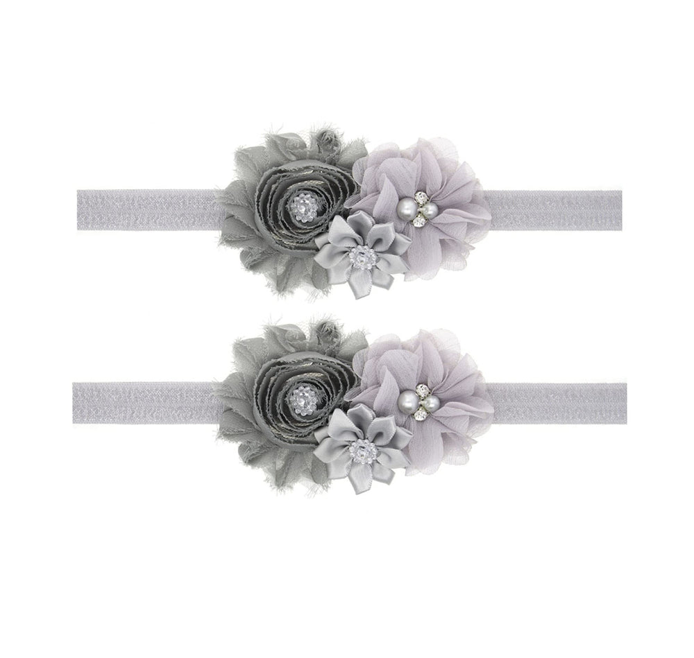 LDDCX silver baby hair bow with rhinestone flower for photos and events