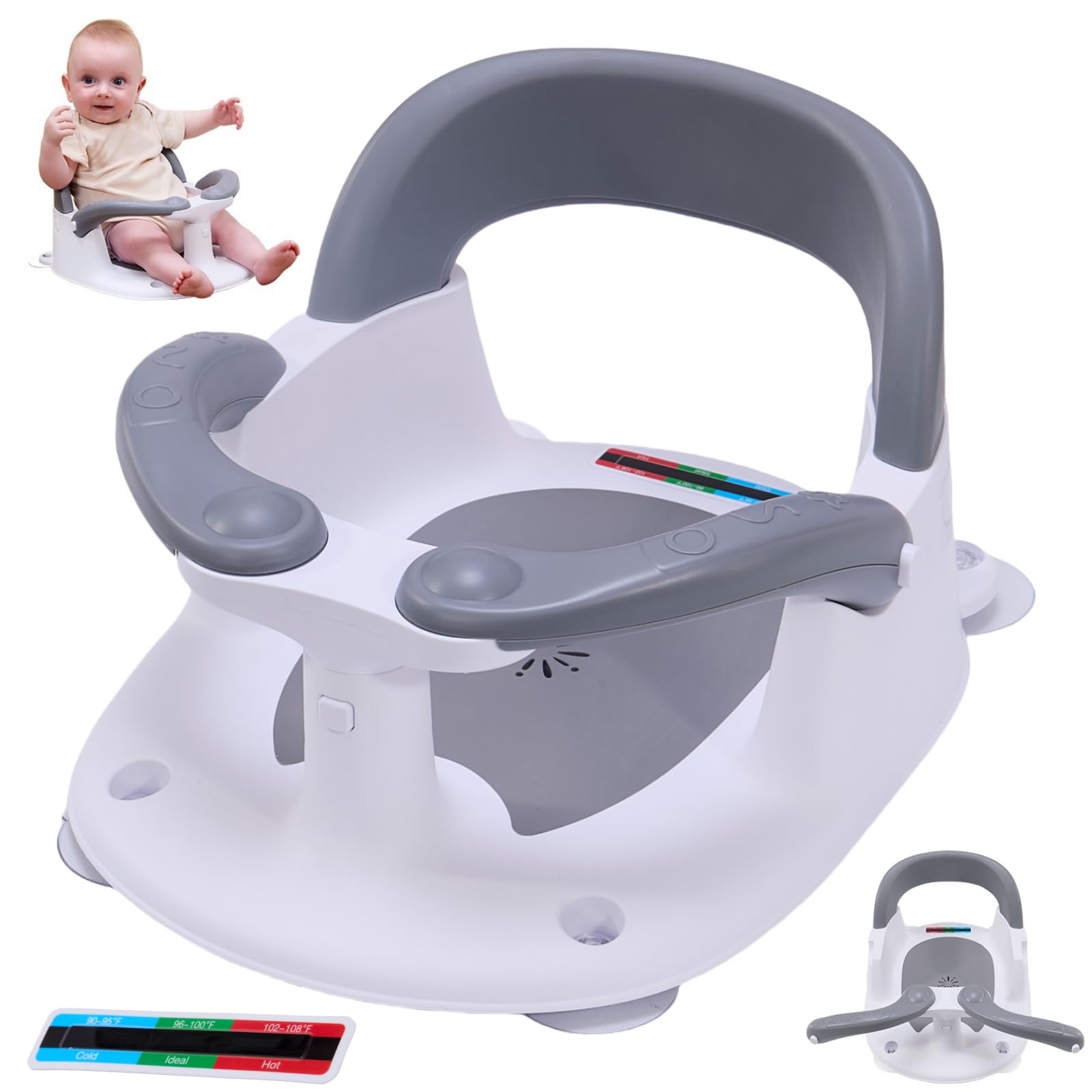 LDIIDII baby bath seat wrap-around design provides secure, enclosed support