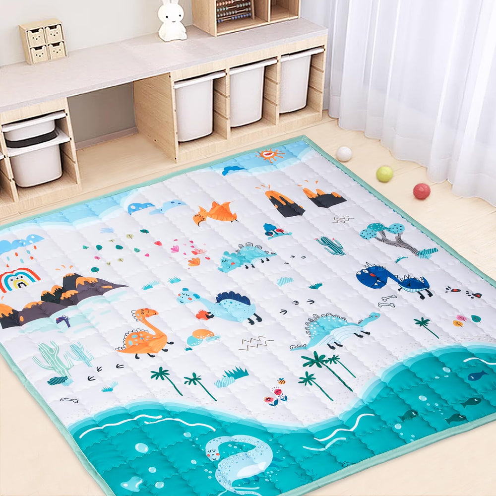 Ldxtechs baby play mat with non-slip base stays in place during tummy time.