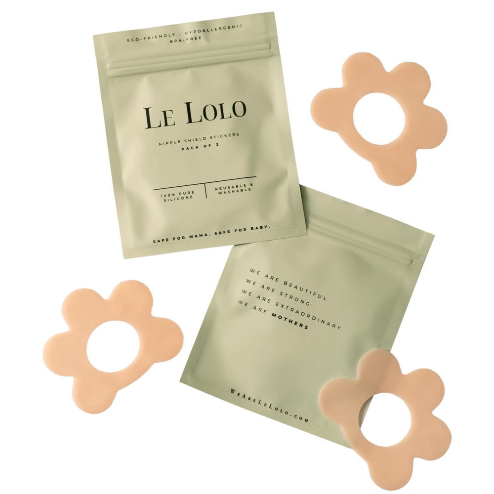 Le Lolo Nipple Shield Sticker in use keeps shield in place during feeding