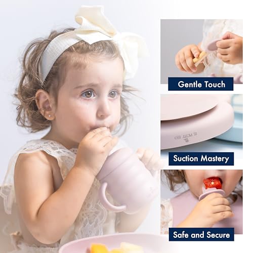LE PETIT LEO suction bowl in Angelic Pink reduces spills at mealtime.