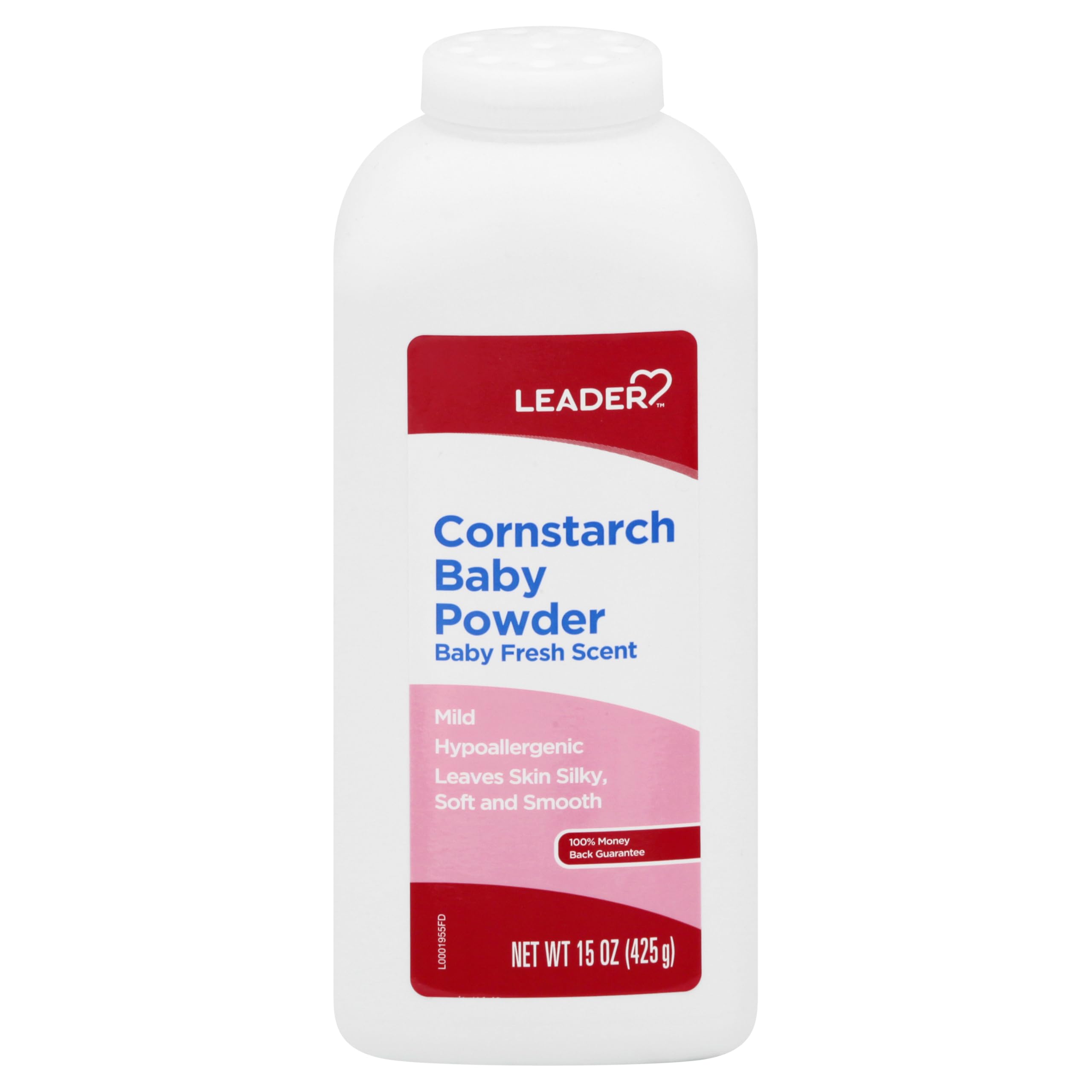 Leader cornstarch baby powder bottle for moisture absorption and gentle skin feel.