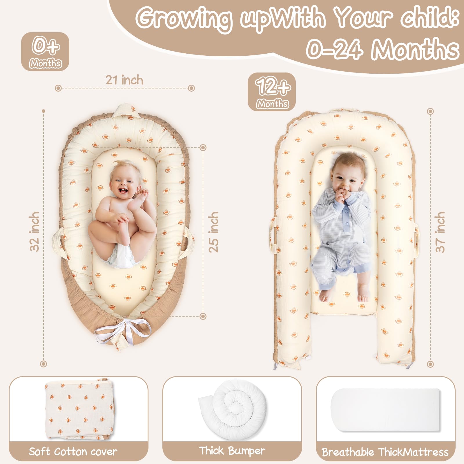 LEADONELNTL Baby Lounger reversible pattern for two looks