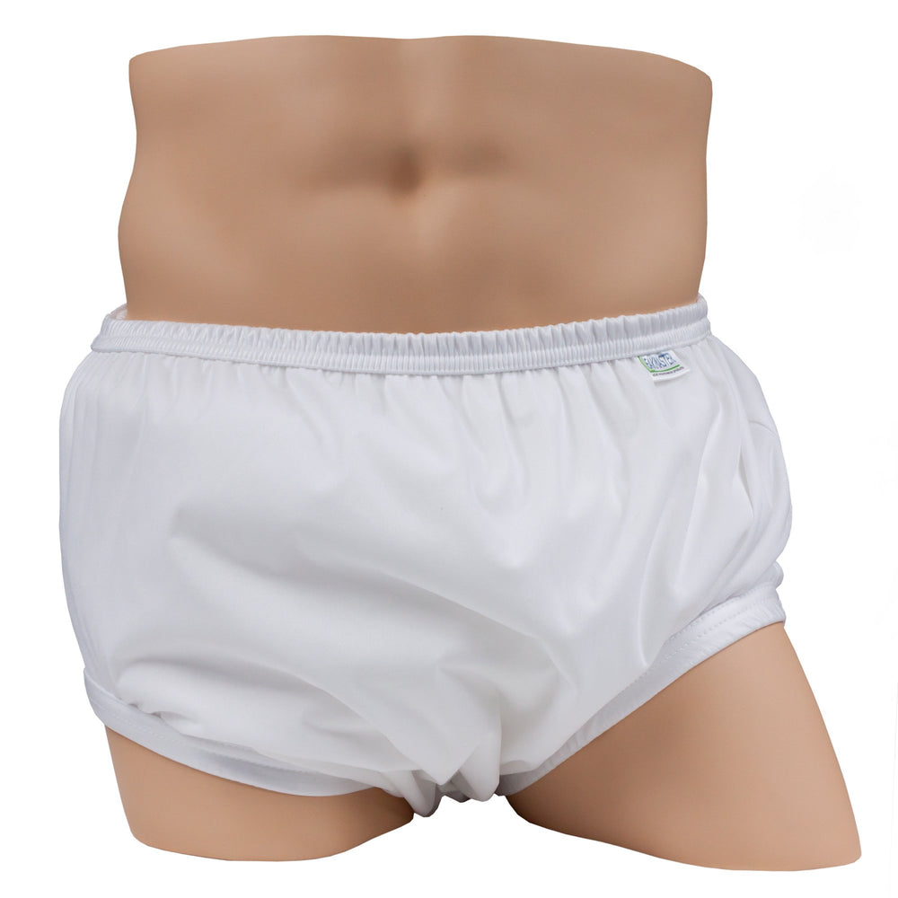 LeakMaster PUL Waterproof Pants front view, discreet protection for cloth diaper wearers.