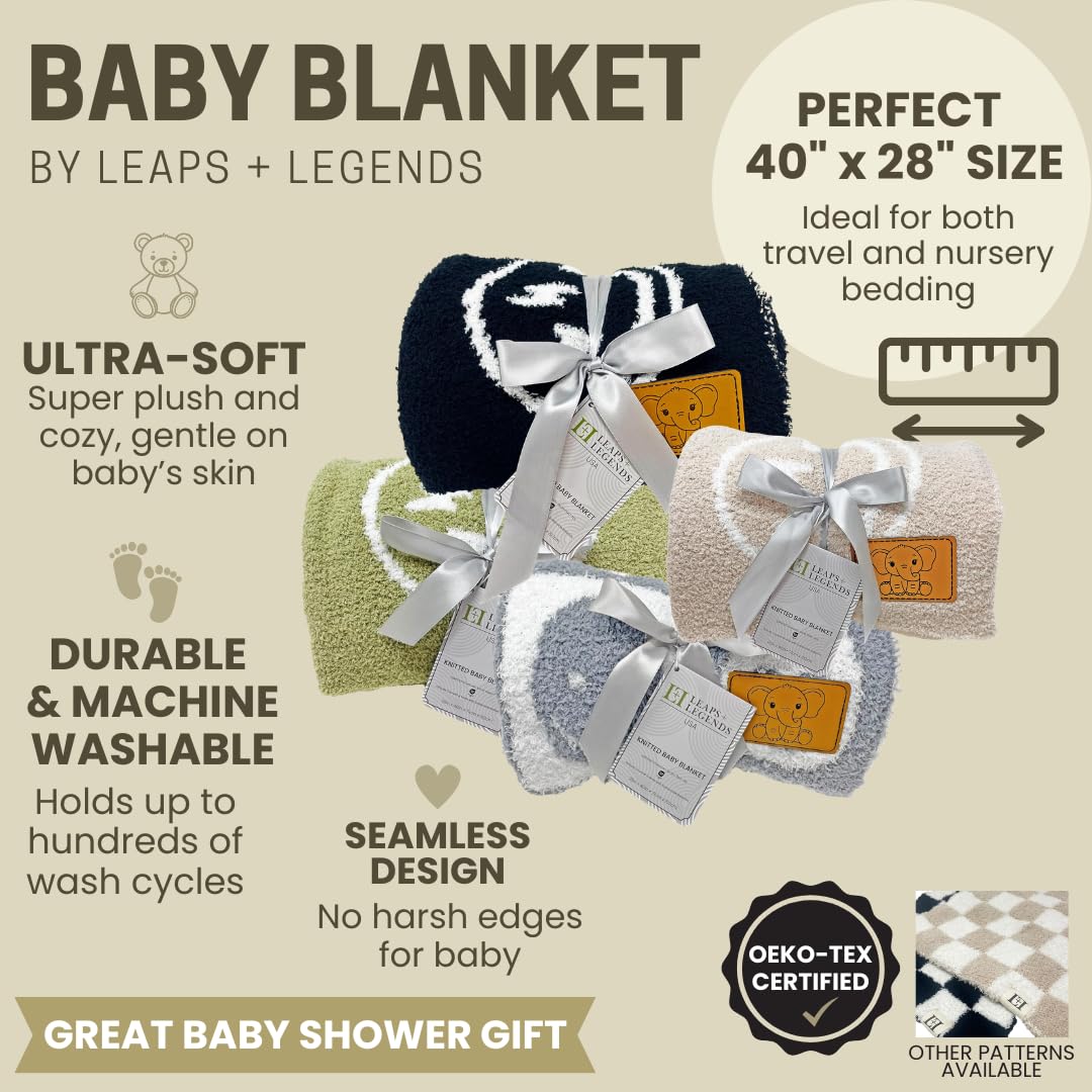 Leaps + Legends checkered blanket 28x40 size provides ample coverage for newborn comfort