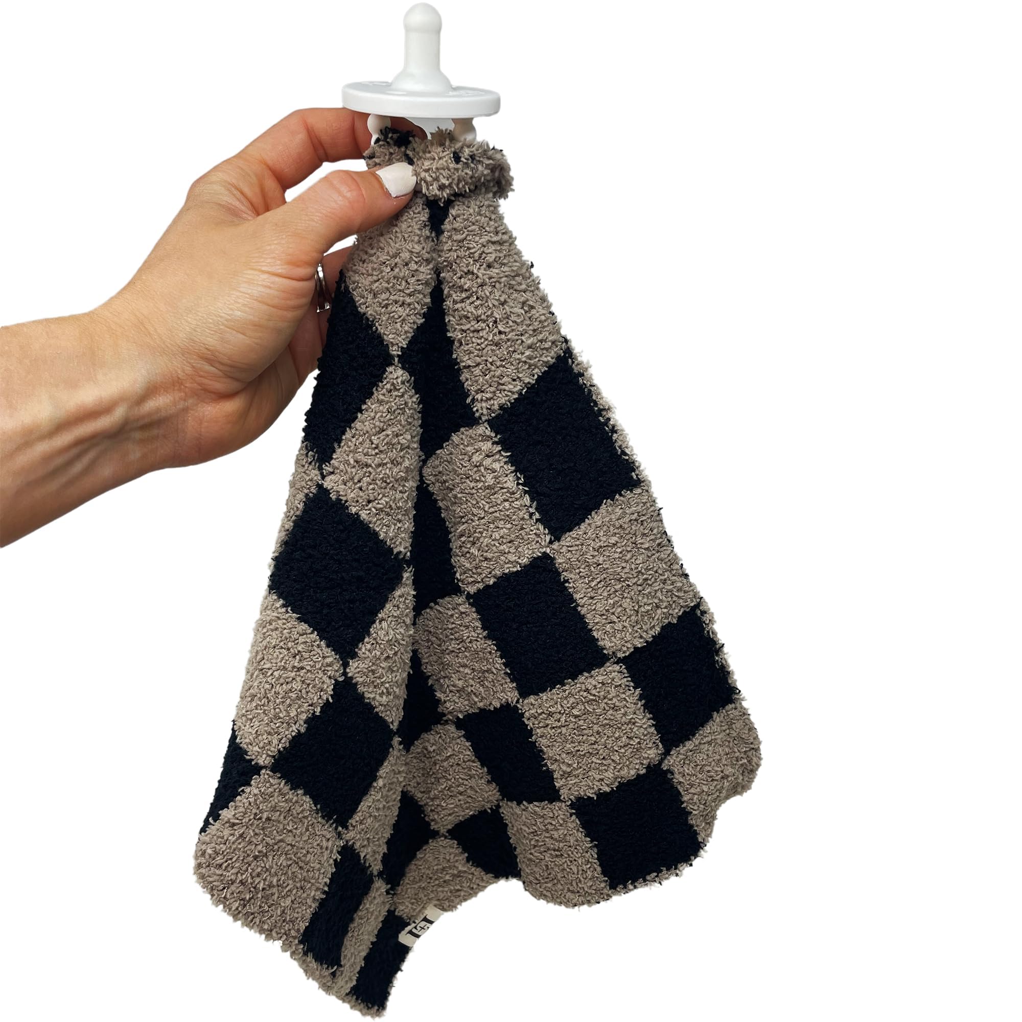 Leaps + Legends Checkered Lovey back view shows reversible plush for double softness.