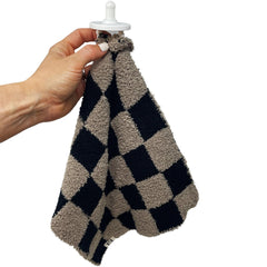 Leaps + Legends Checkered Lovey back view shows reversible plush for double softness.