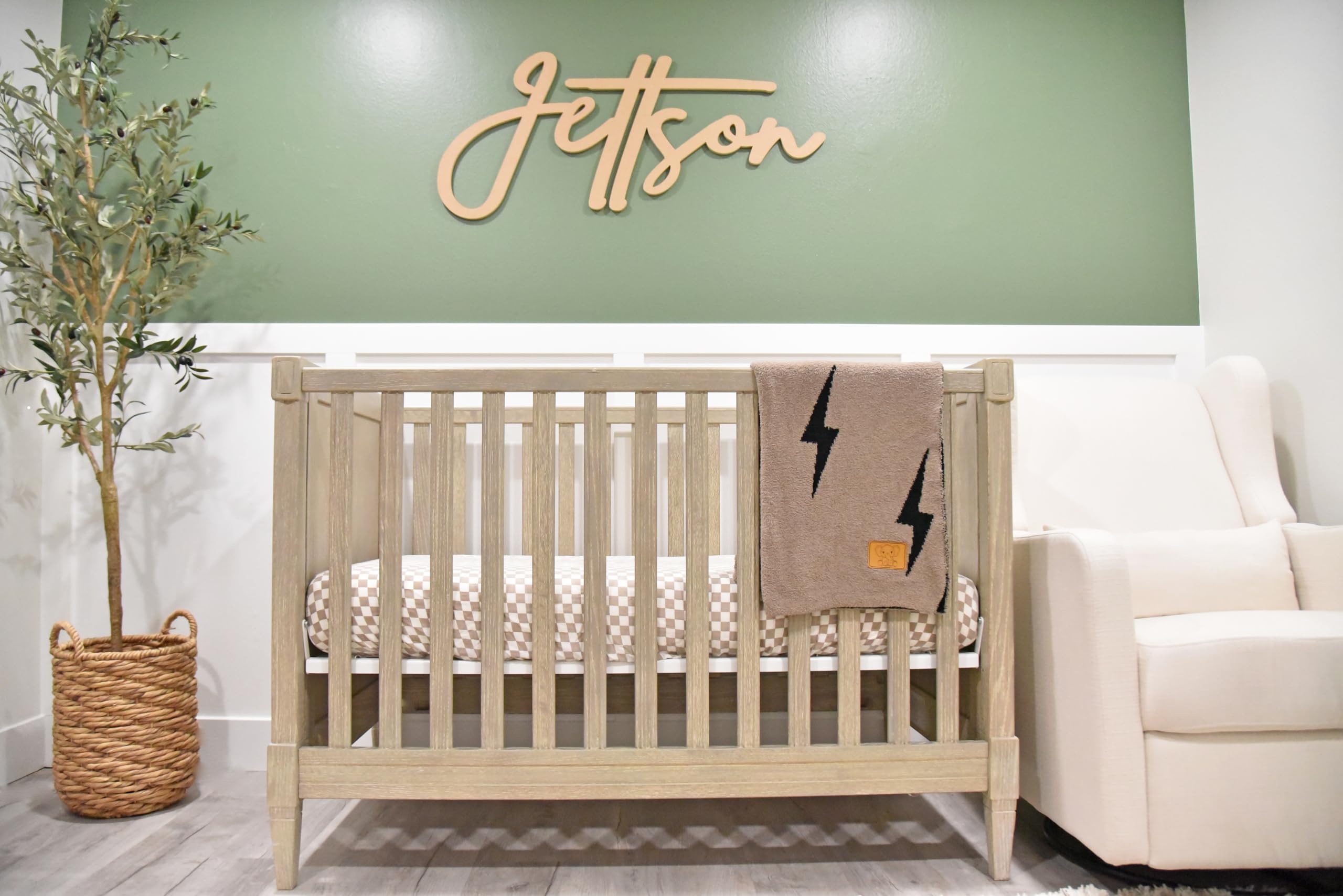 Leaps + Legends Lightning Bolt Blanket showing leather patch detail for lasting style