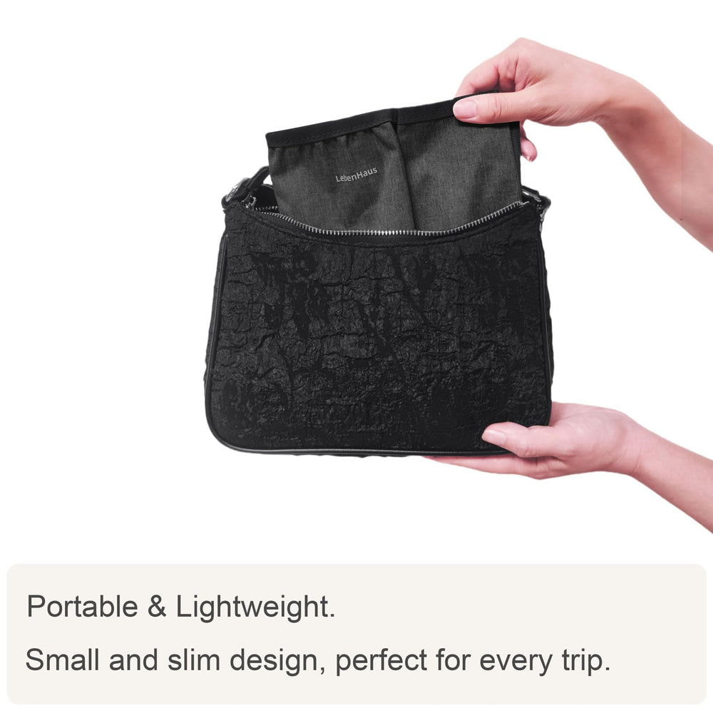 LebenHaus luggage cup holder-back-pocket neatly stores phone and passport.