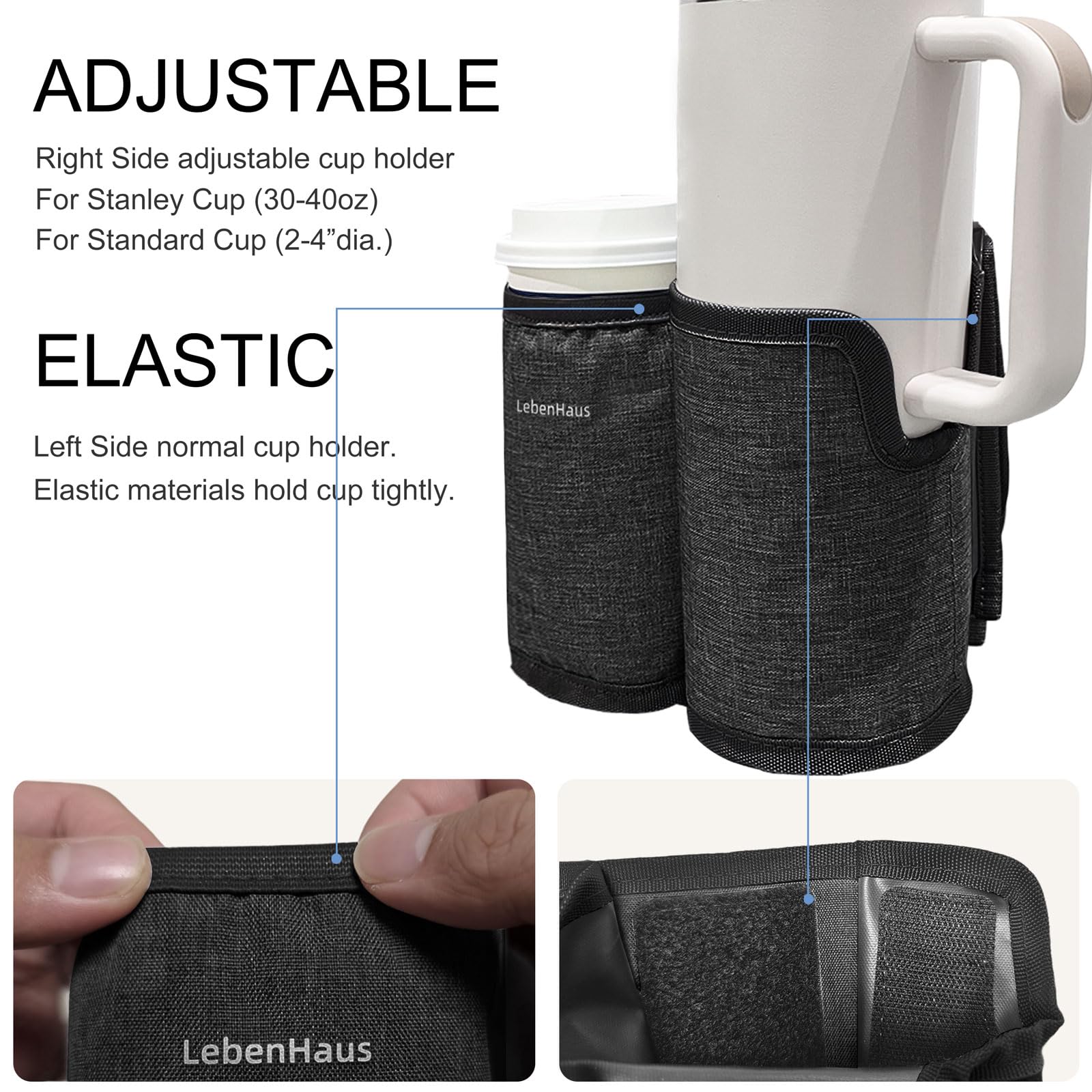 LebenHaus luggage cup holder-hands-free-travel enables hands-free sipping during trips.