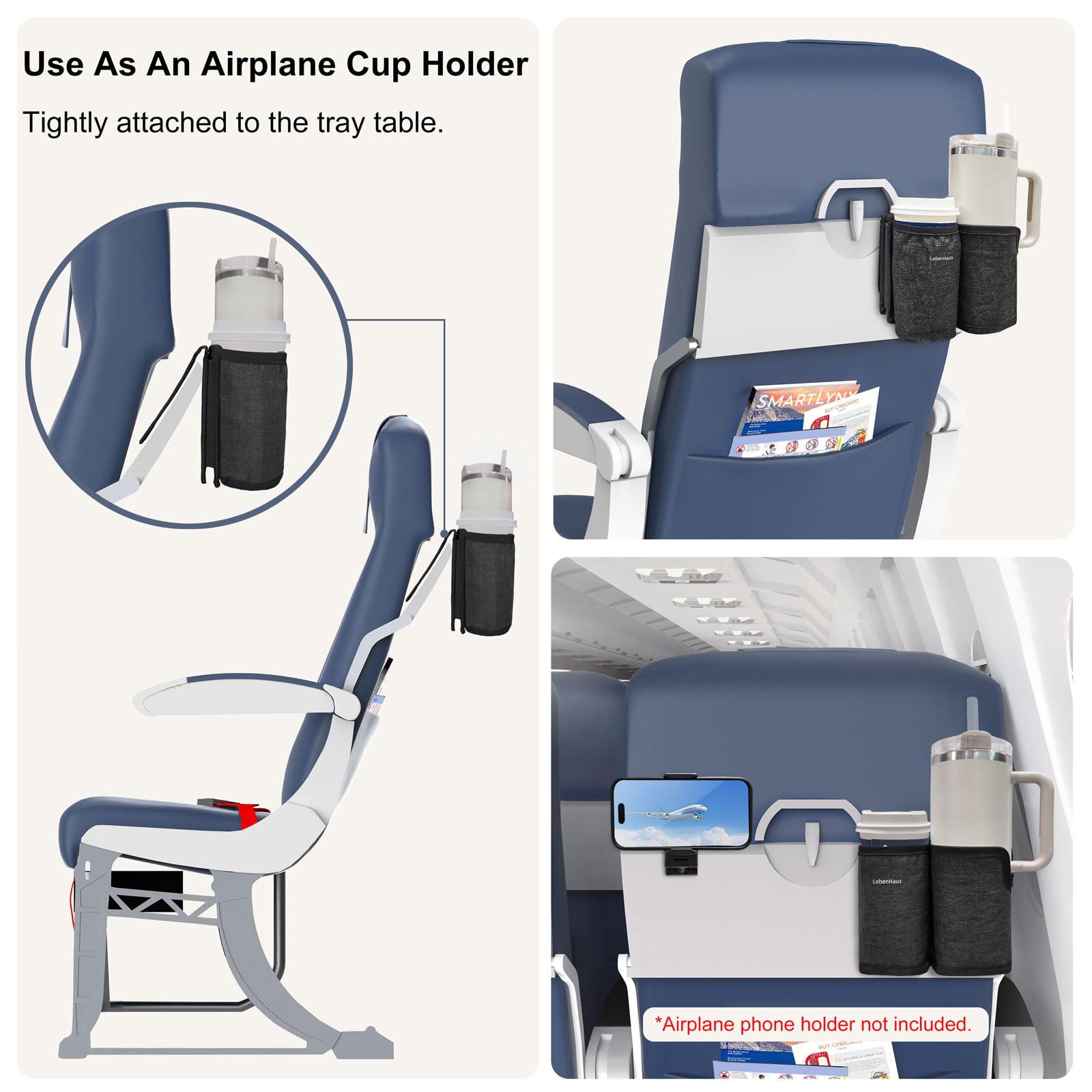 LebenHaus luggage cup holder with oxford material demonstrates durable travel fabric.