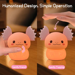 LEDHOLYT Axolotl night light with touch control for easy color changes.