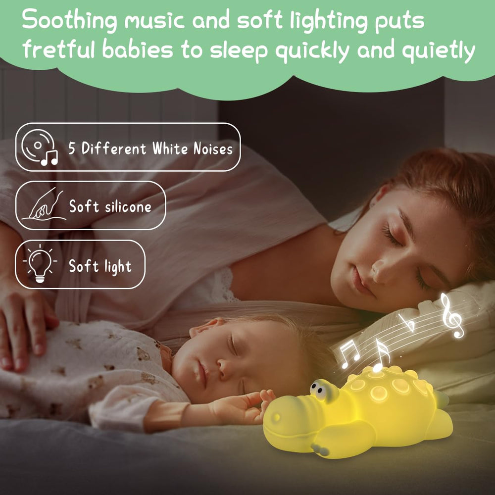 LEDHOLYT crocodile night lamp with white noise provides calm bedtime routines.