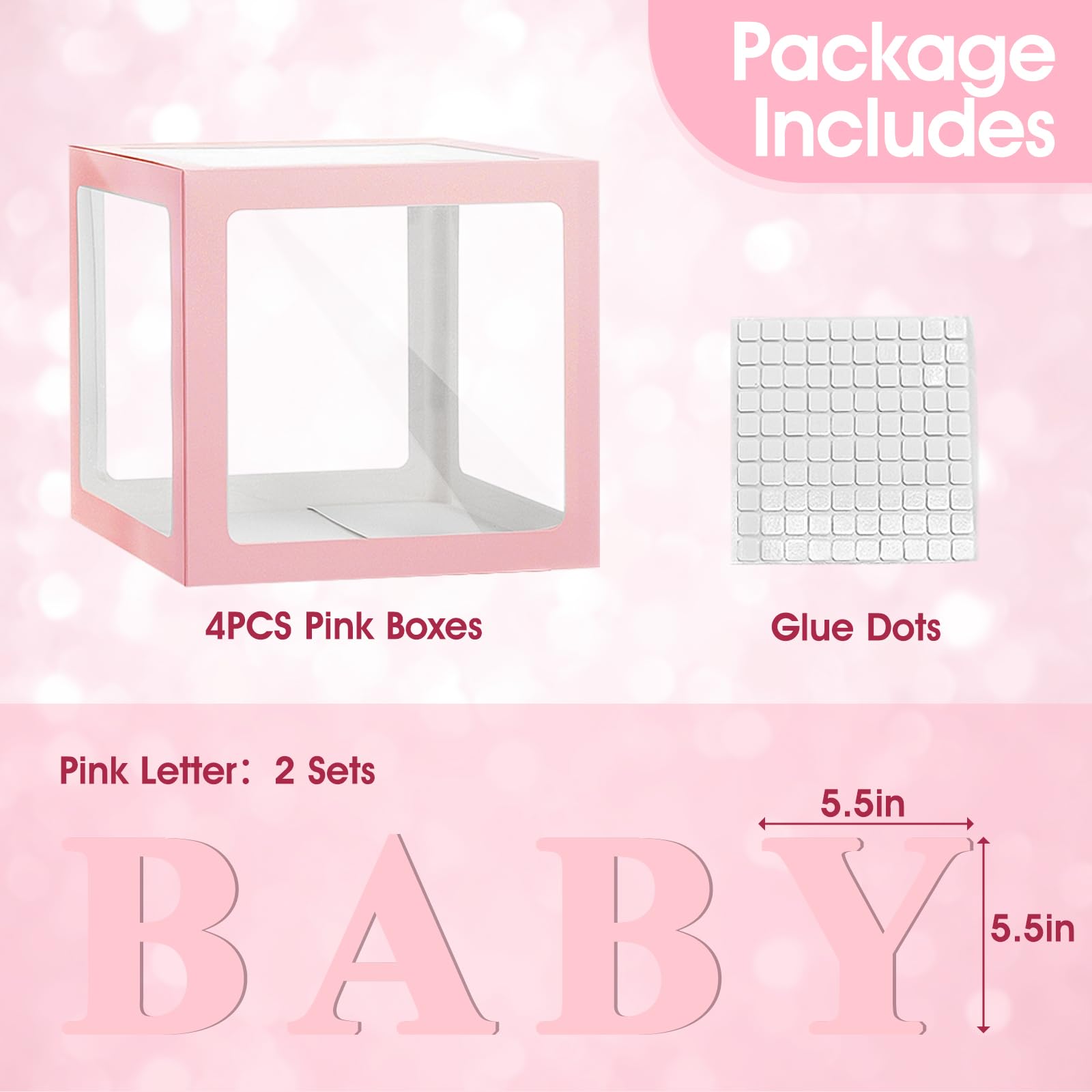 Ledido baby boxes pink letter sets featuring BABY for personalized decor