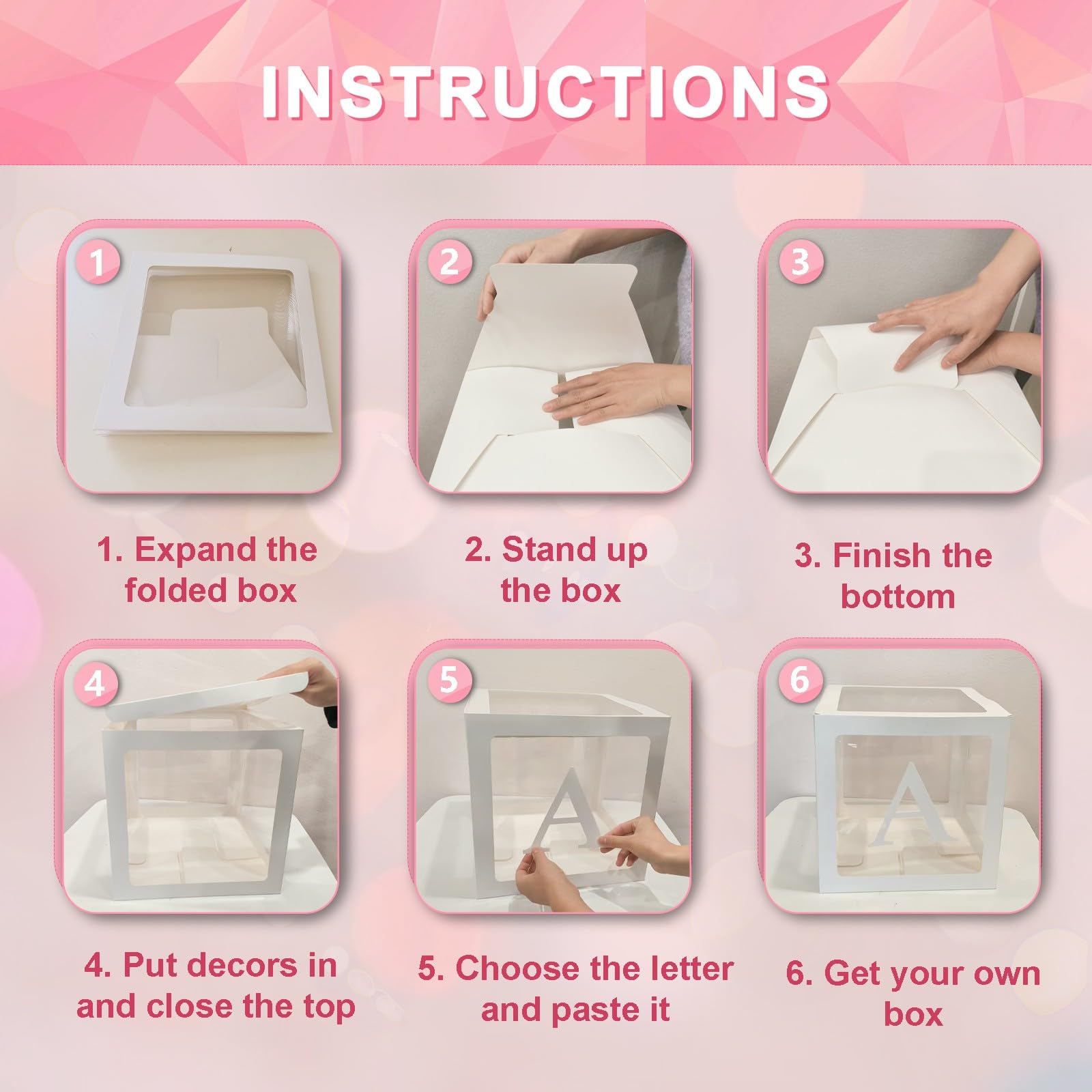 Ledido baby boxes ready for baby shower decor and gender reveal themes.