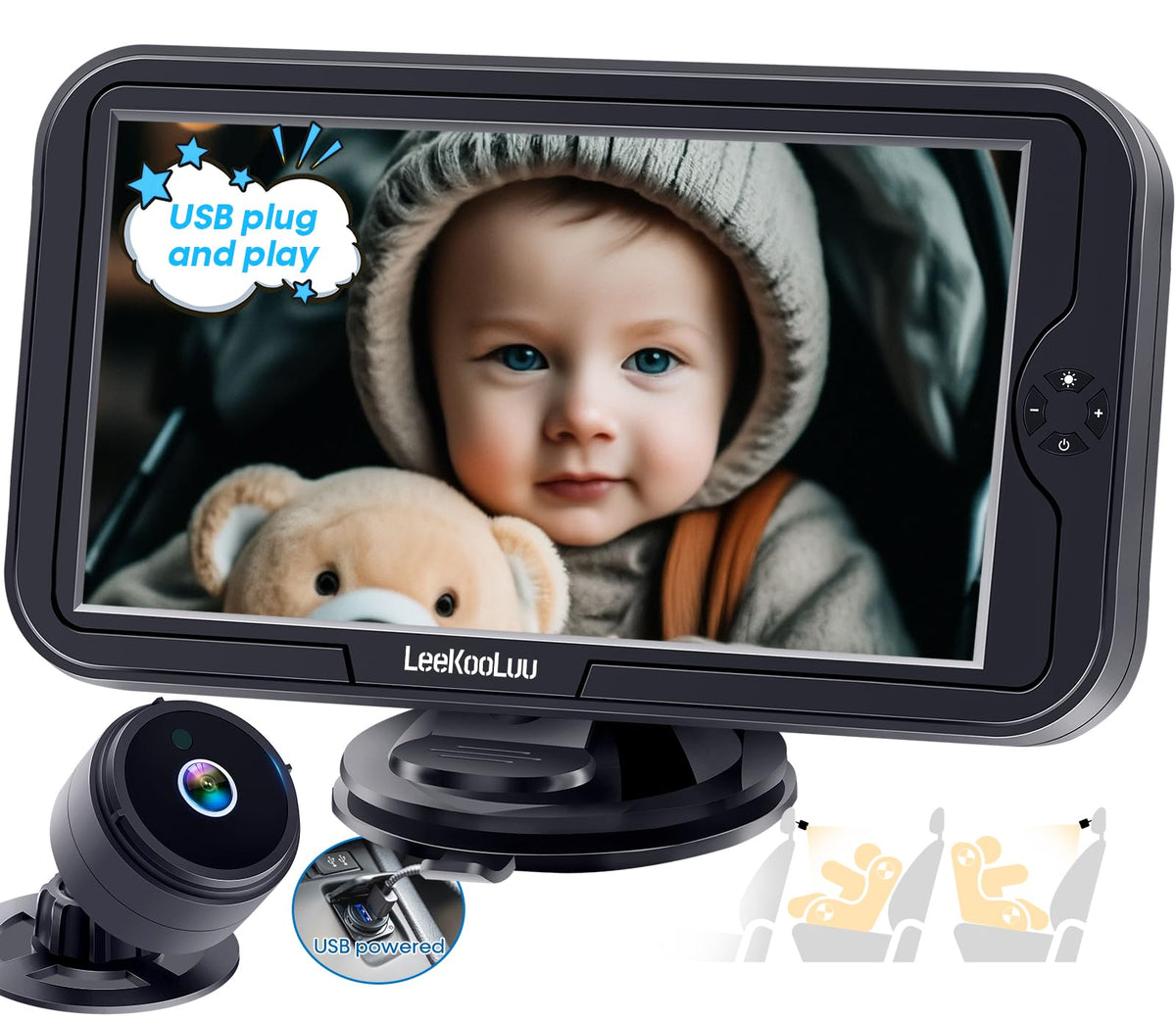 LeeKooLuu carseat camera setup enables quick plug-and-play installation for busy families.