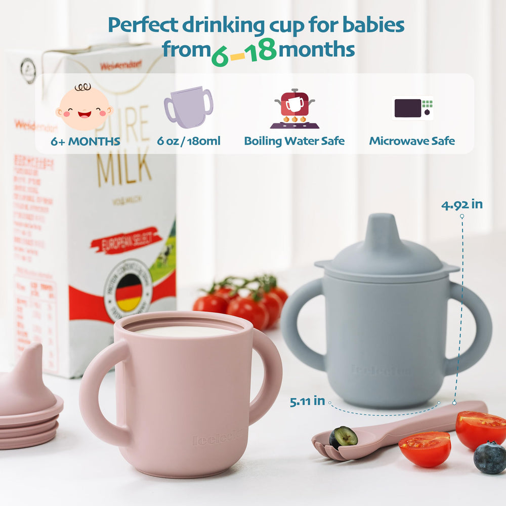 Leeleelon cups fit baby's mouth for confident sipping.