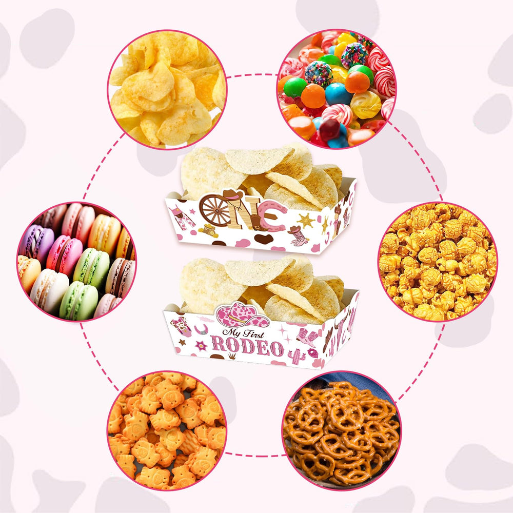 LeerooDecor first birthday cowgirl trays help create a charming farm-and-rodeo party atmosphere.