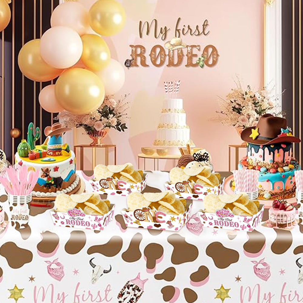 LeerooDecor western party food trays add festive Western vibes to table settings.