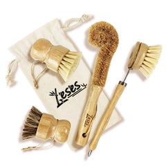 LESES dish brush with bamboo handle highlighting eco-friendly cleaning