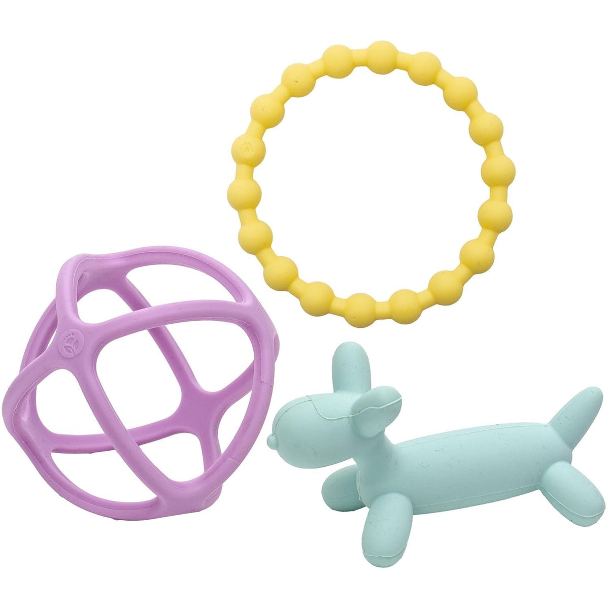 WeeSprout puppy dog teether in pastel colors soothing teething playtime.