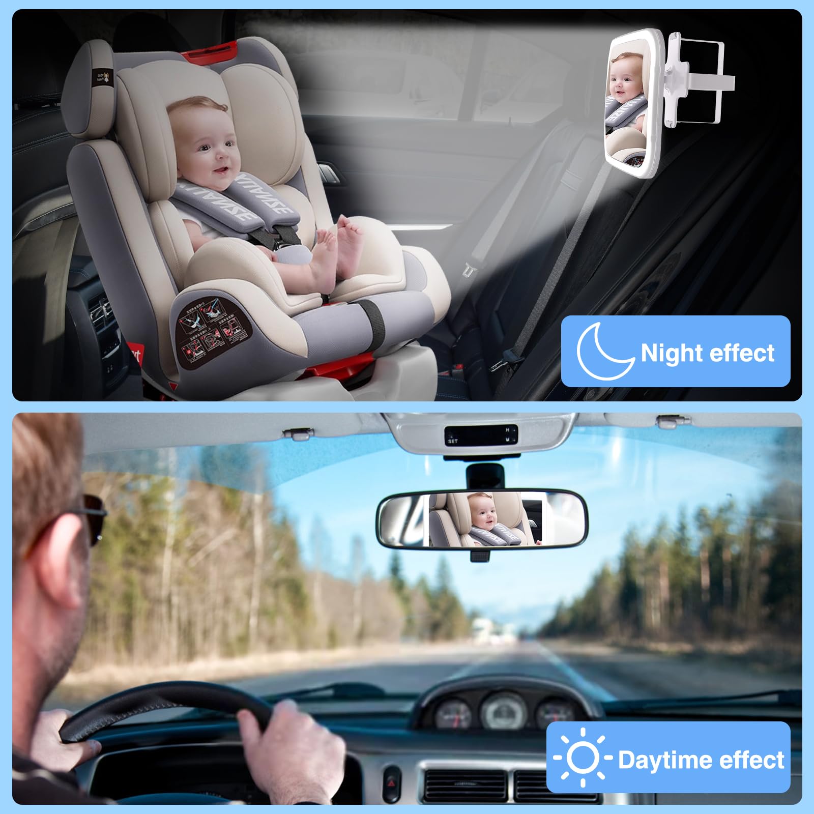 LeeWent smart baby car mirror rear facing baby view in a wide angle