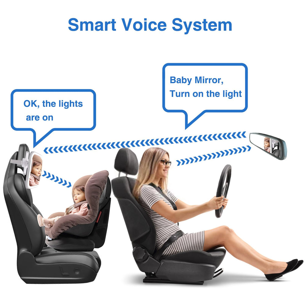 LeeWent smart baby car mirror three-color light setting for customizable illumination