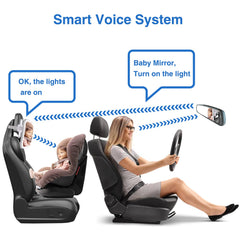 LeeWent smart baby car mirror three-color light setting for customizable illumination