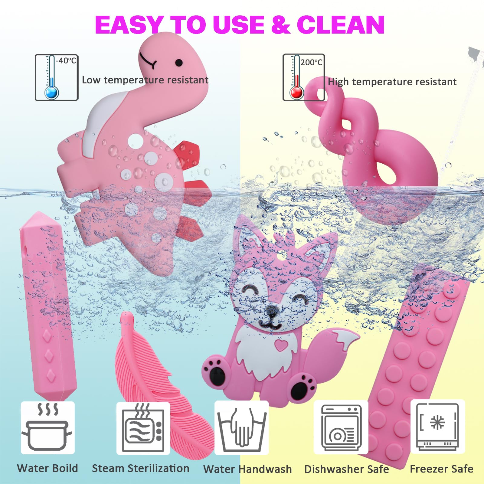 LeeYean chew necklaces easy-clean silicone, quick hygiene after use