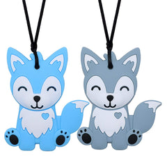 LeeYean fox chew necklace blue helps calm sensory play and focus during activities.