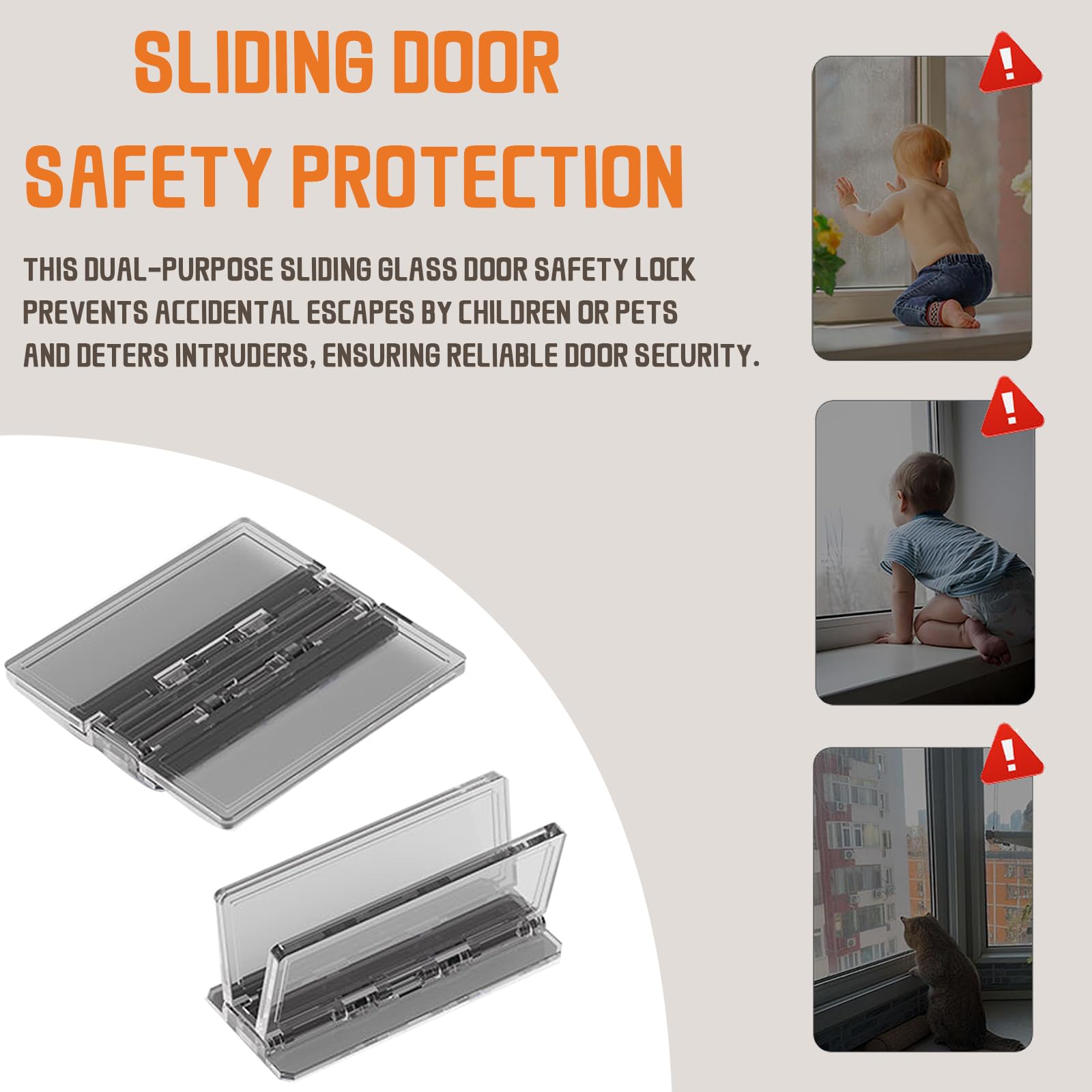 LeeYean Sliding Door Lock 2 Pack prevents kid escapes with one-handed operation