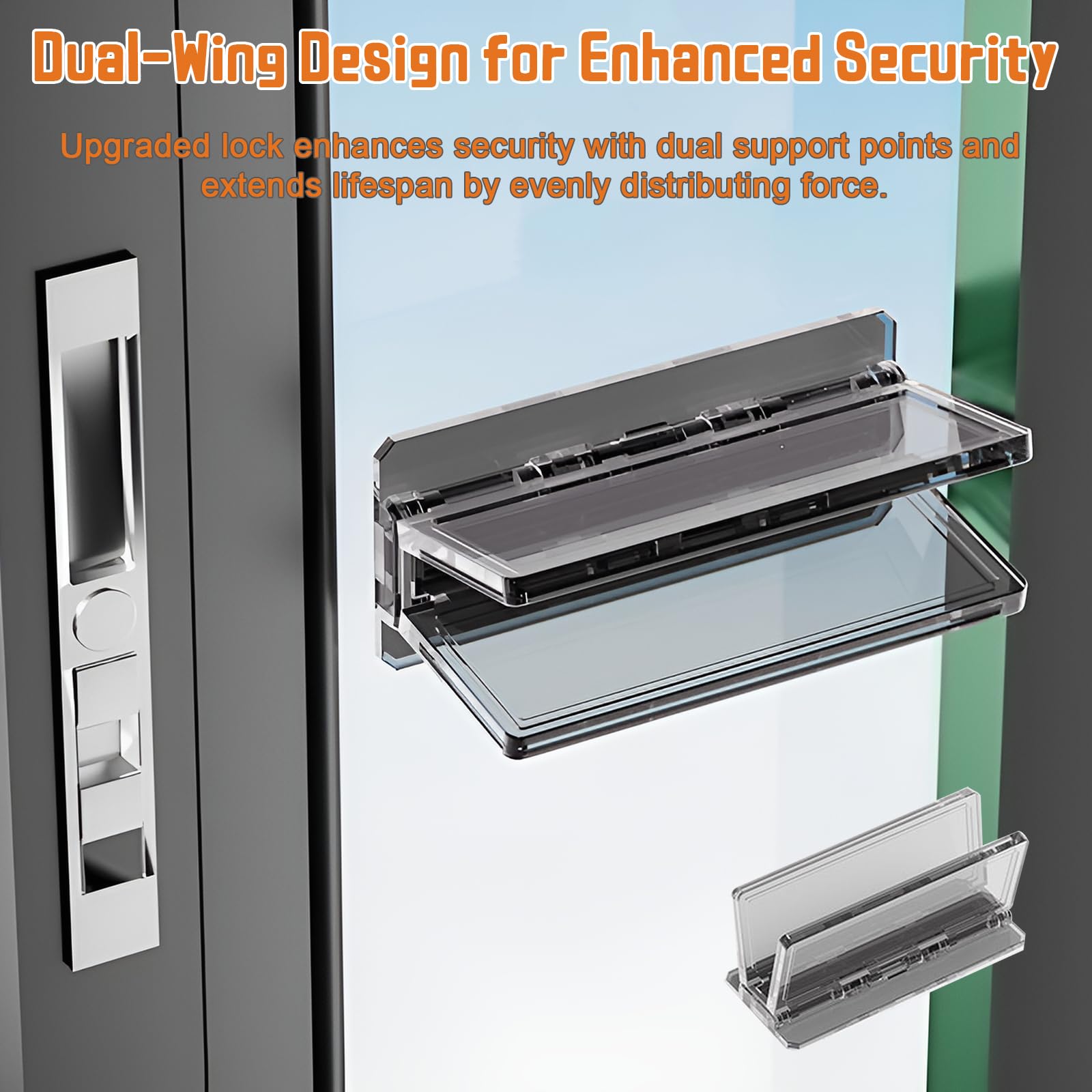 LeeYean Sliding Door Lock 2 Pack two-wing design close-up emphasizes durability