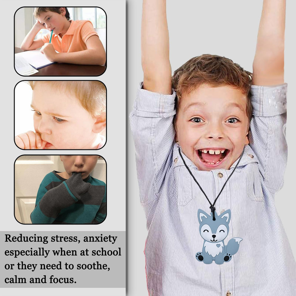 LeeYean stick chew necklace delivers textured bite for fidgeting relief at home.