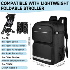 LEFOR·Z stroller travel bag side view, shows roomy side pockets for bottles.