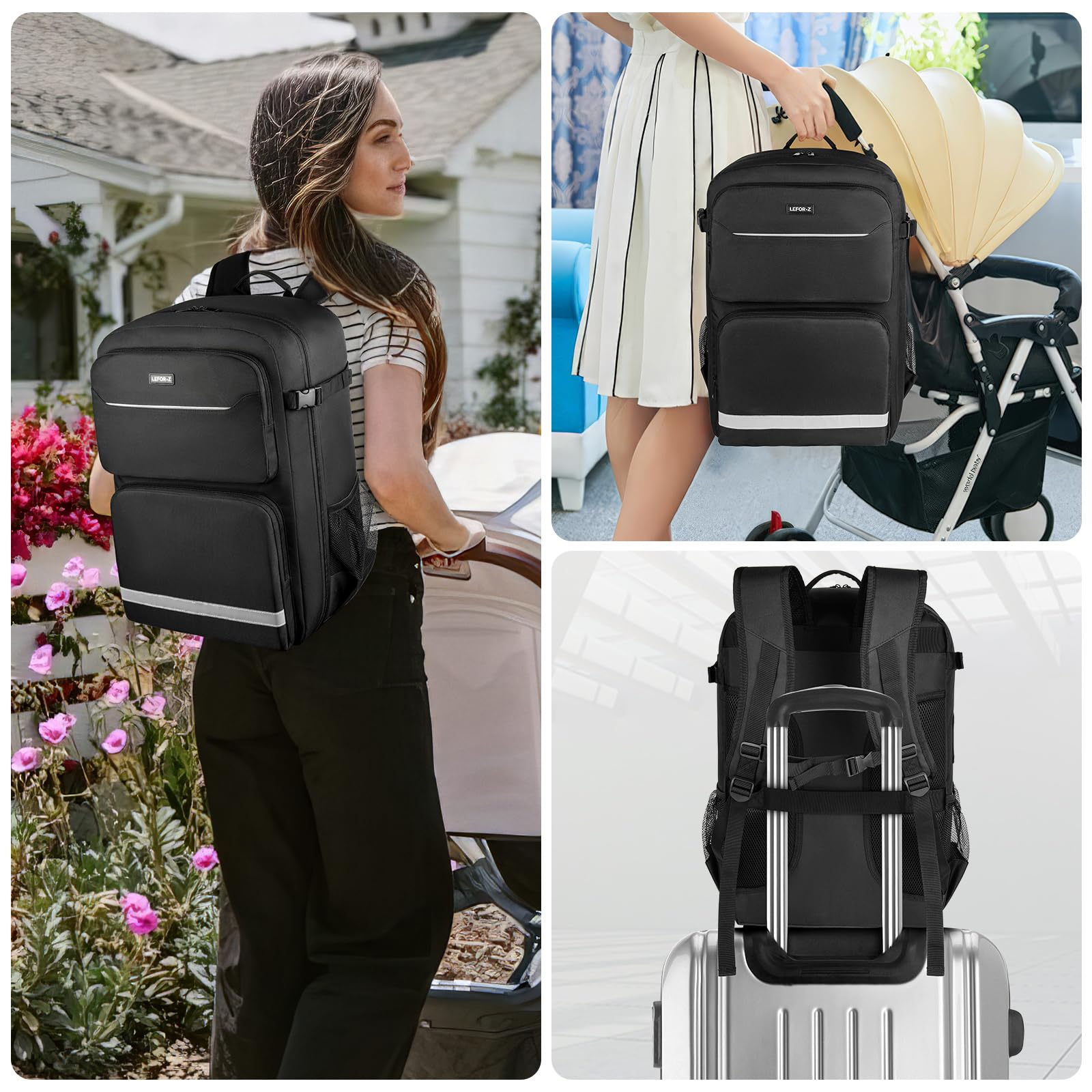 LEFOR·Z stroller travel bag trolley strap, easy to attach to luggage rollers.