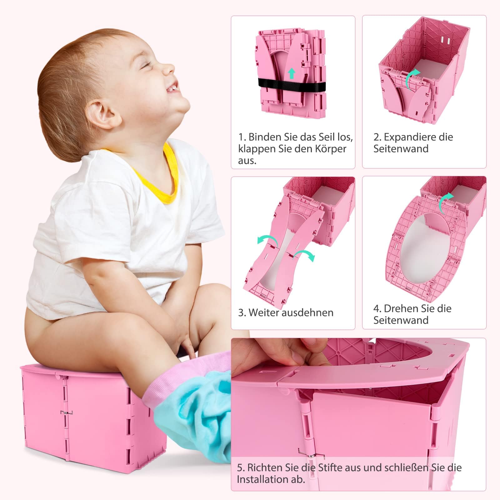 LEFUYAN travel-potty-pink-hygienic-cleaning-bag allows contactless cleanup during trips