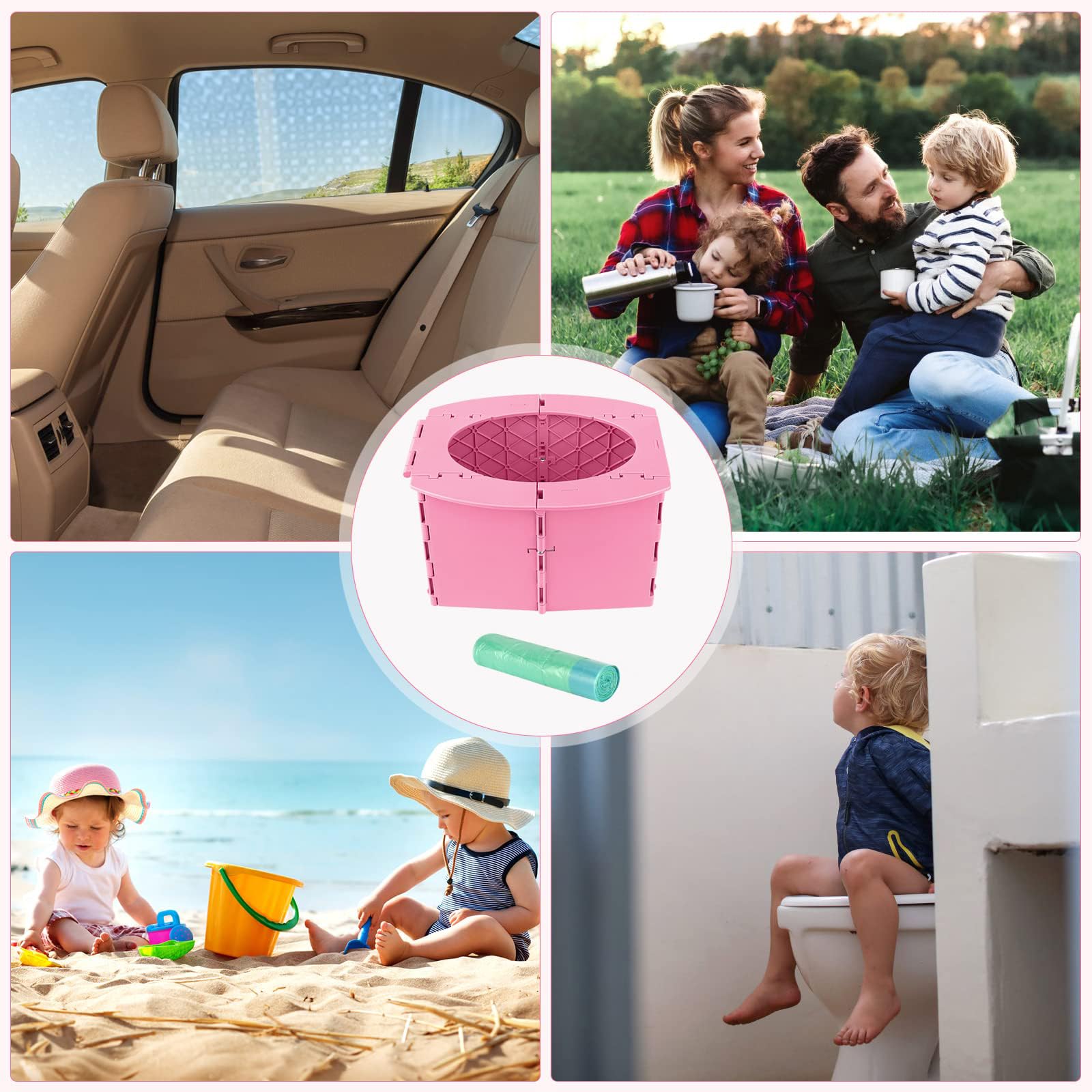 LEFUYAN travel-potty-pink-outdoor-use on camping trips and car rides