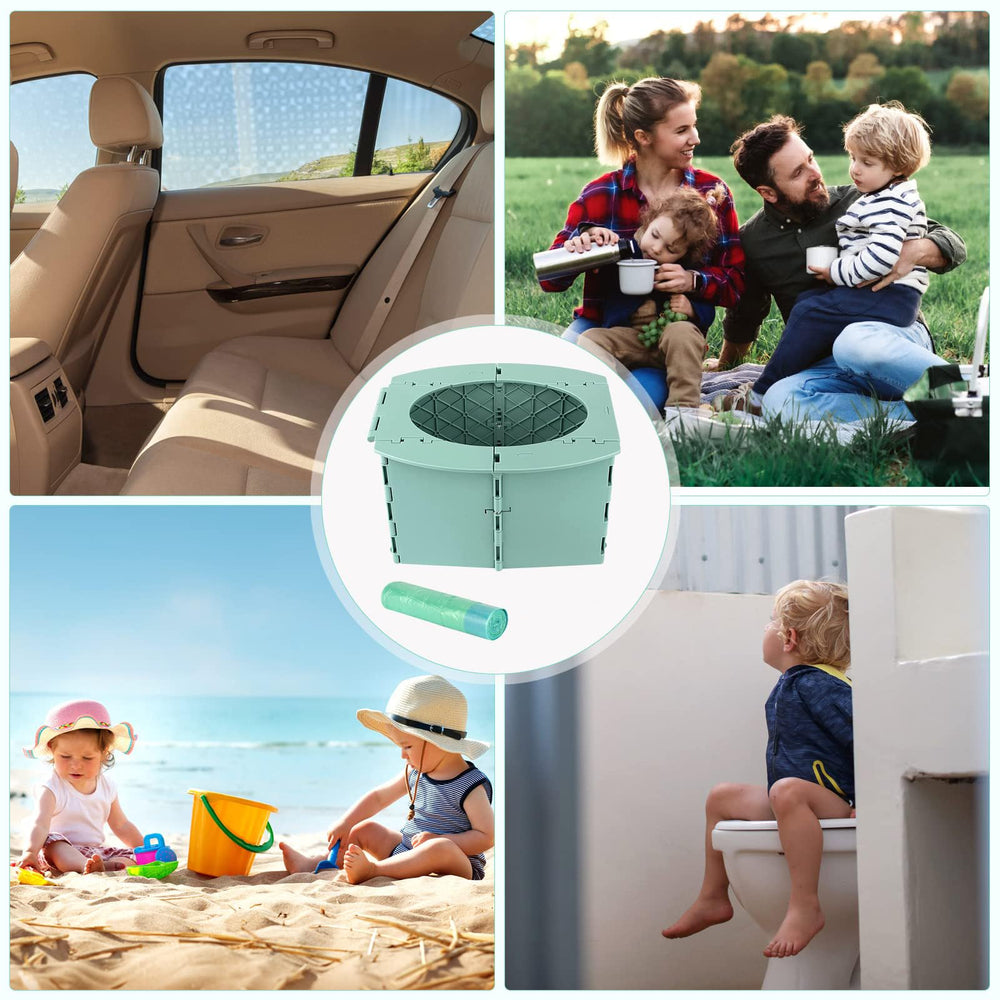 LEFUYAN travel-potty-travel-bag-storage-green demonstrates compact car-compatibility.