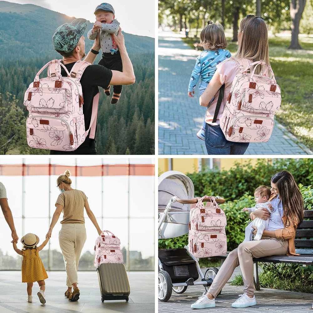Legestori diaper bag backpack insulated pockets keep bottles warm or cool.