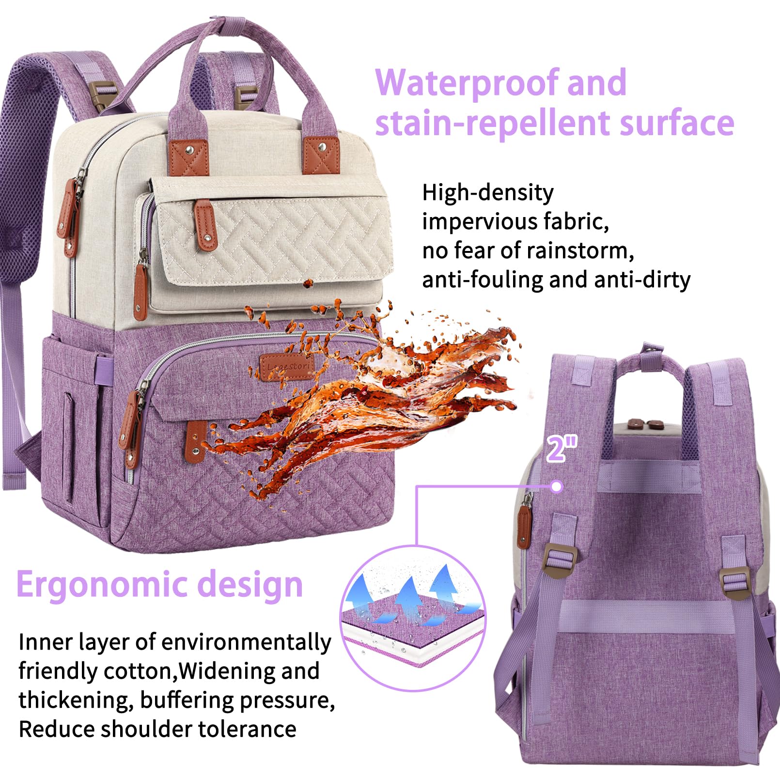 Legestori ergonomic cushioned straps ease shoulder and back strain.