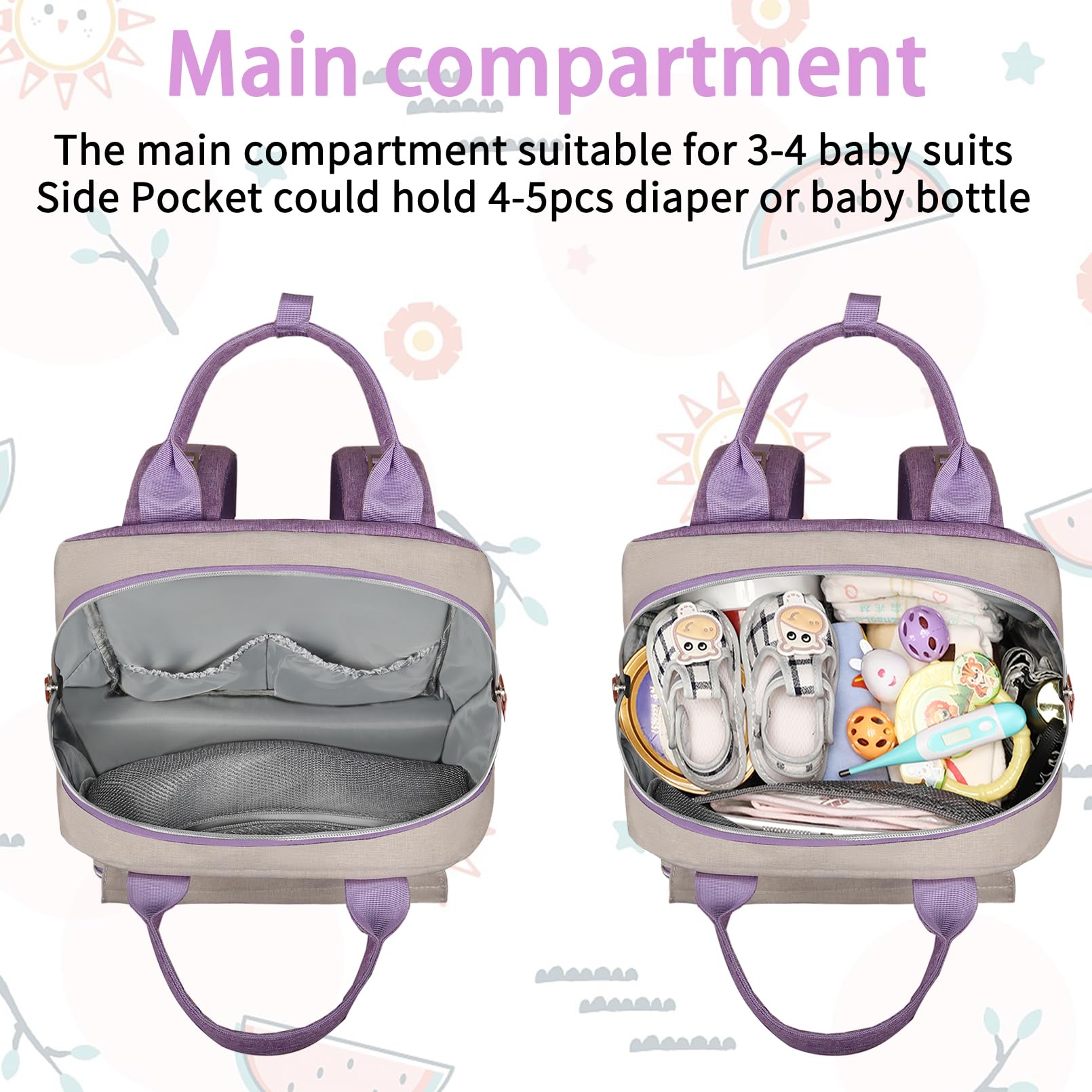 Legestori main compartment fits multiple outfits for baby and toddler.