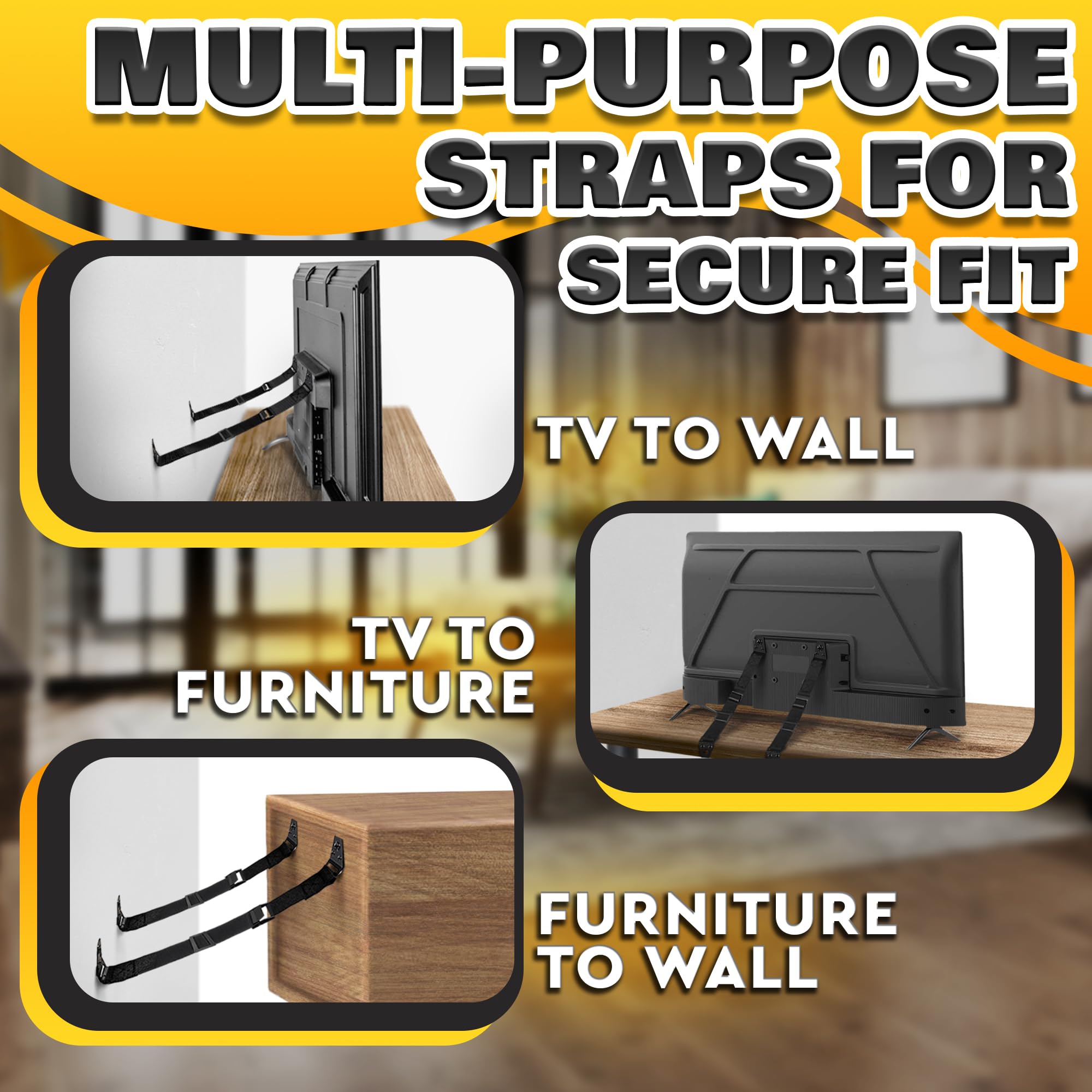 LEGLO TV safety strap easy-installation shows screwdriver-ready setup.