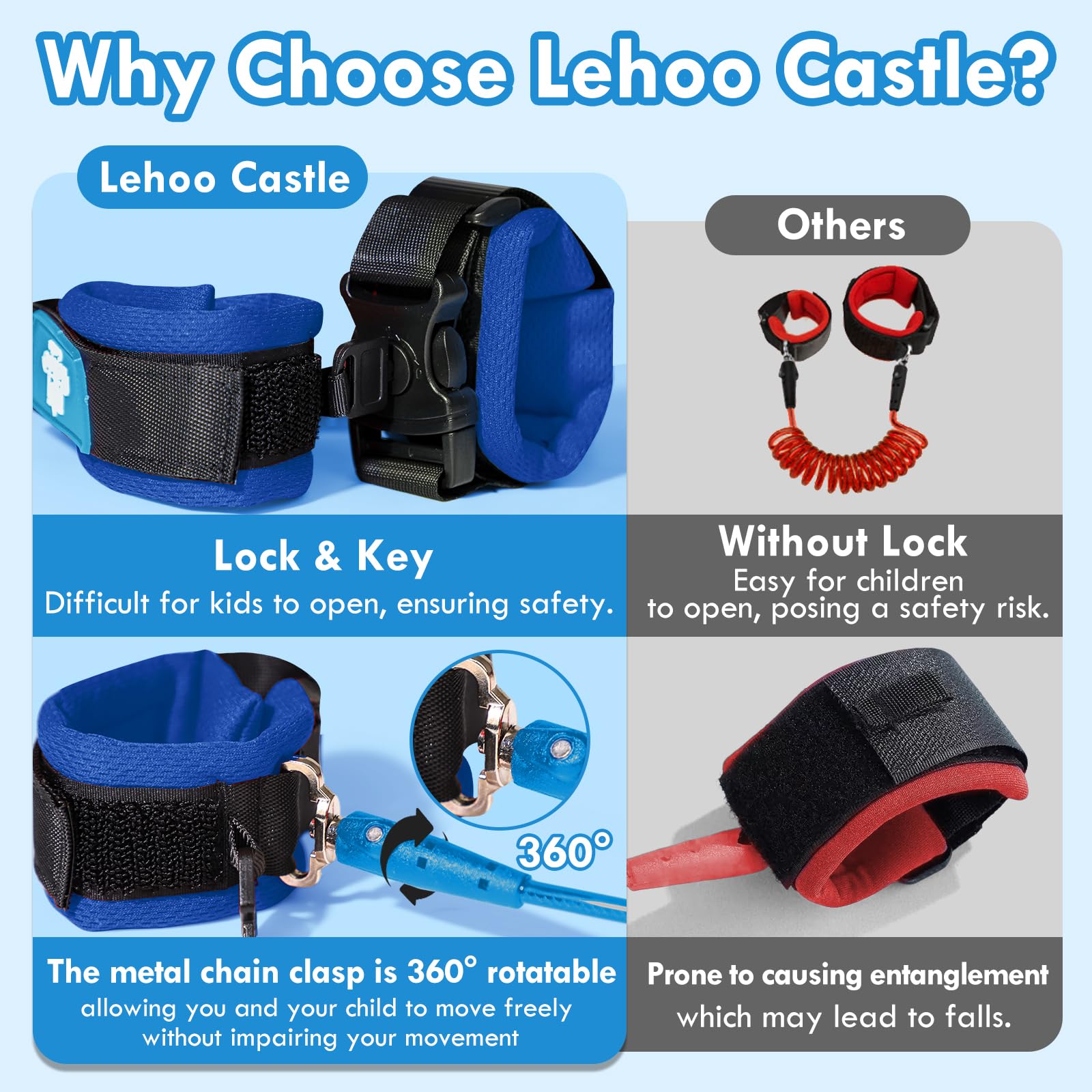 Lehoo Castle 1.5m spring rope with steel wires for mobility.