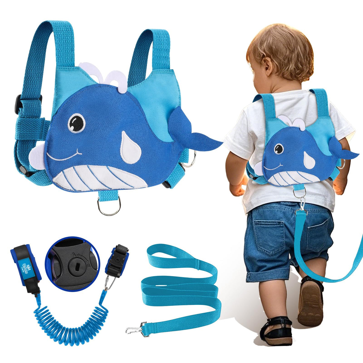 Lehoo Castle toddler leash backpack with anti-lost wrist link keeps kids within reach on outdoor walks.
