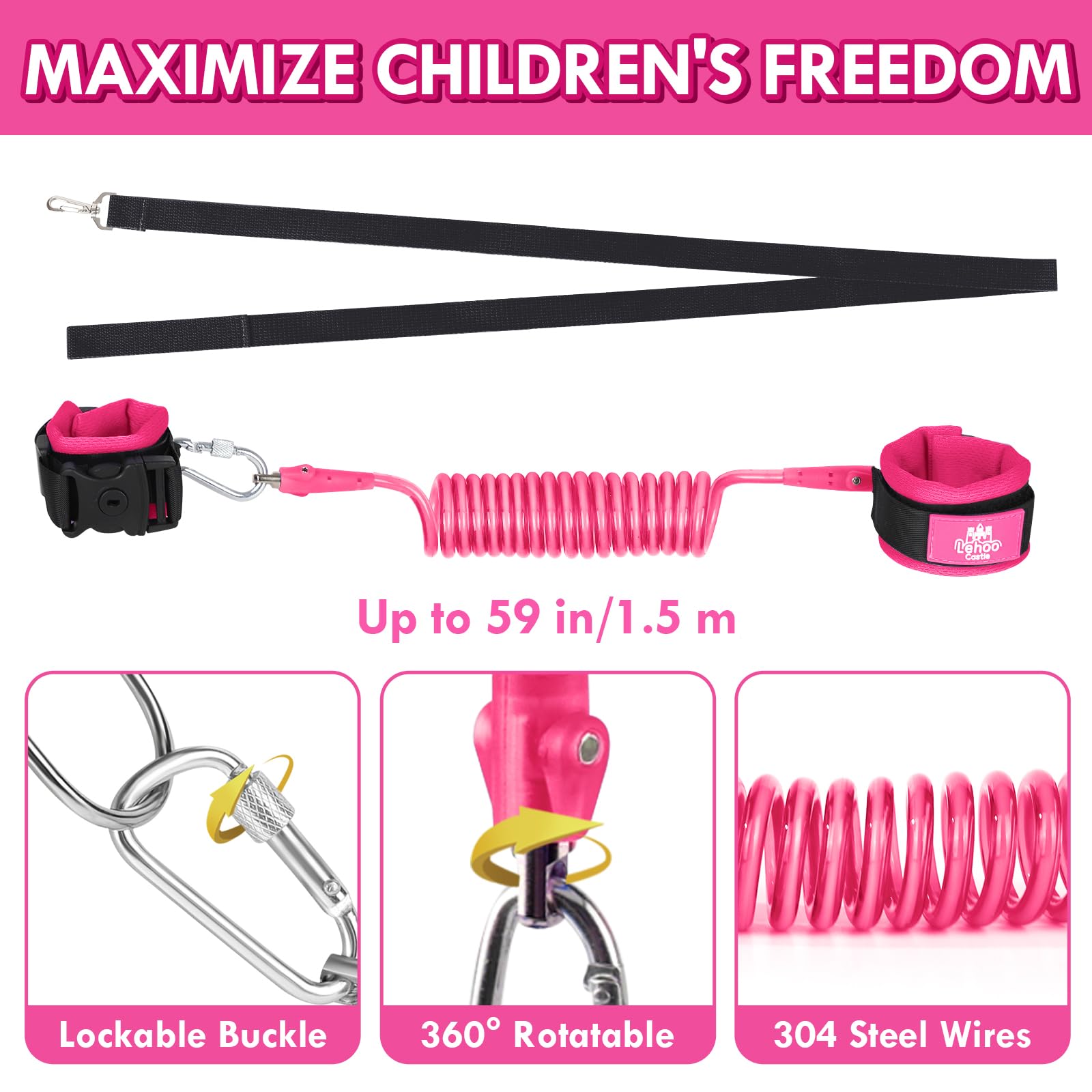 Lehoo Castle toddler leash breathable cotton wristband keeps skin dry during heat.
