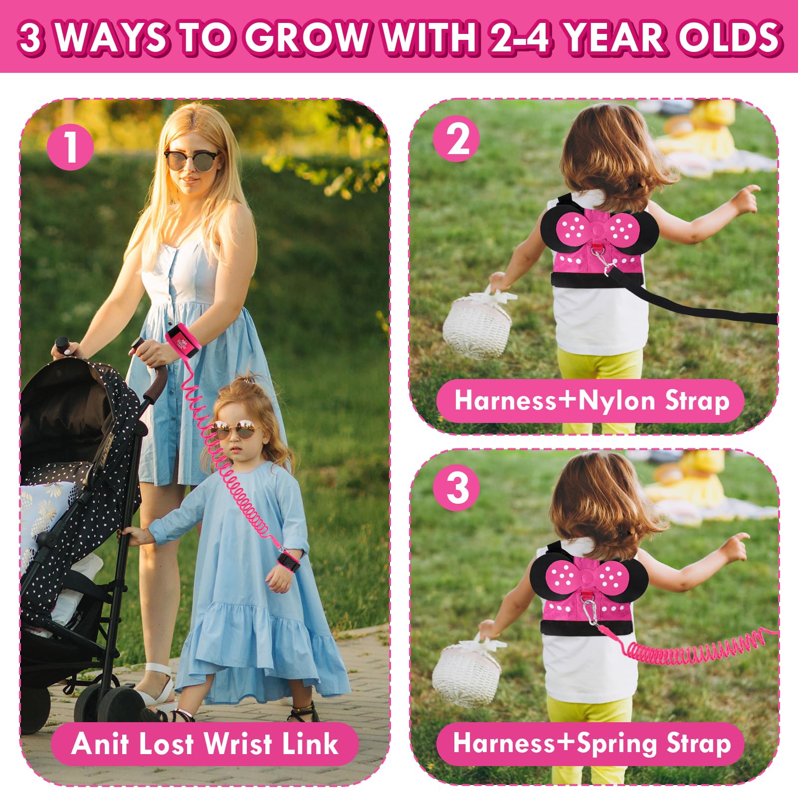 Lehoo Castle Minnie backpack design on toddler leash adds playful safety.