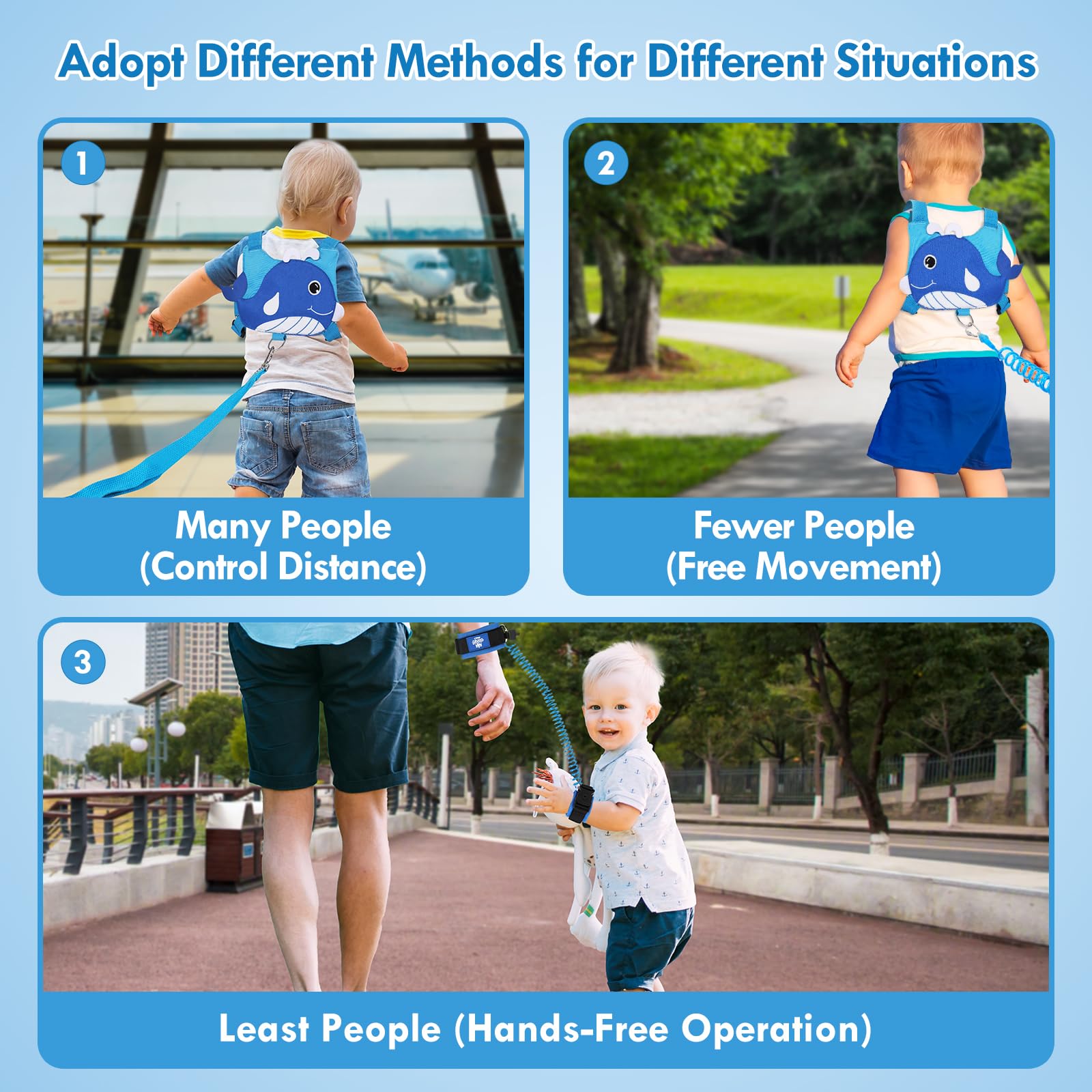 Lehoo Castle toddler leash retractable wrist strap enabling flexible hands-free exploration.