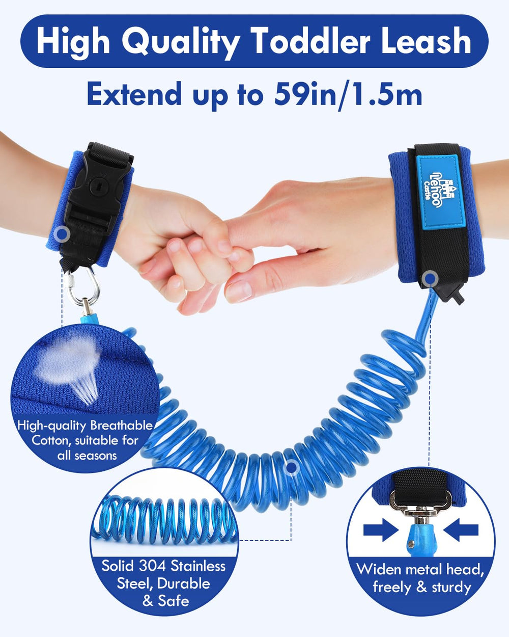 Lehoo Castle spring rope with 360 swivel head enables safe exploration.