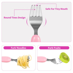 Lehoo Castle pink 3 forks and 3 spoons designed for growing independence